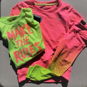 Nike Girls Size 4 Winter Dri-fit Sweatshirt, Leggings & Long Sleeve Top Pink